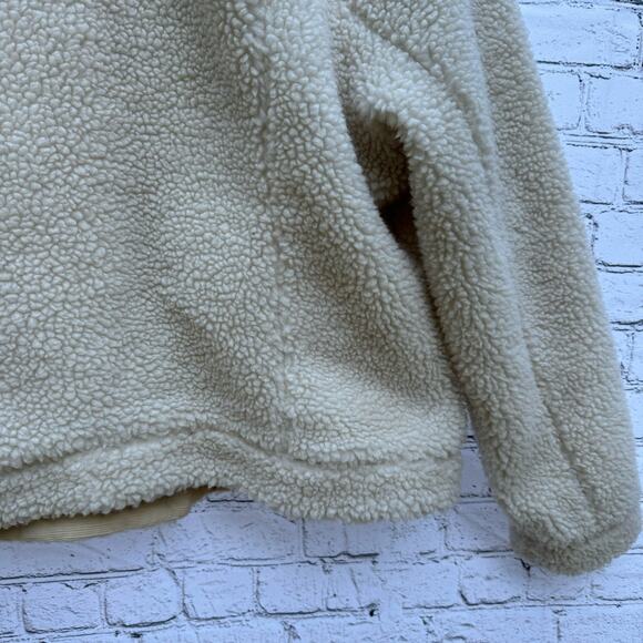 Abercrombie & Fitch Jacket Shacket Sherpa Size XL Cream Beige Fall Classic - Picture 8 of 10
